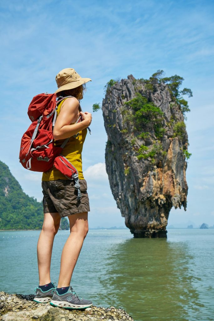 a young girl traveling